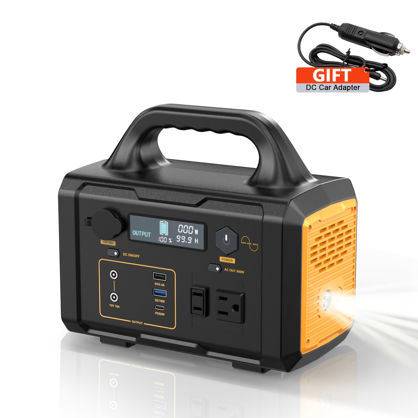 Solar Generator Portable Power Station 293Wh/1075Wh – 300W/1000W AC Outlet, 2 DC Ports, 3 USB Ports, Battery Backup for Camping, Outdoor Trips & Emergencies