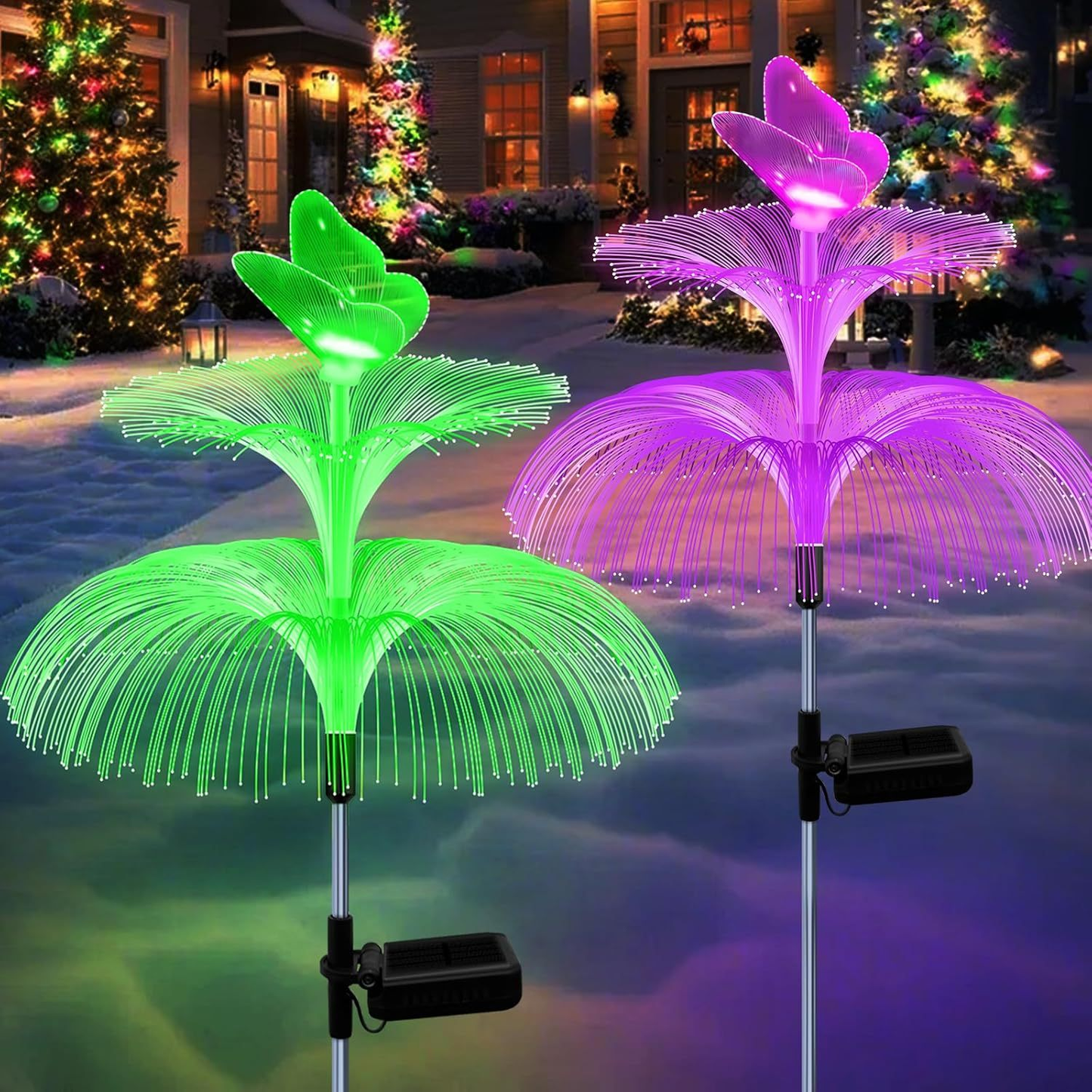 Solar Jellyfish Butterfly Garden Lights 4-Pack Color Changing