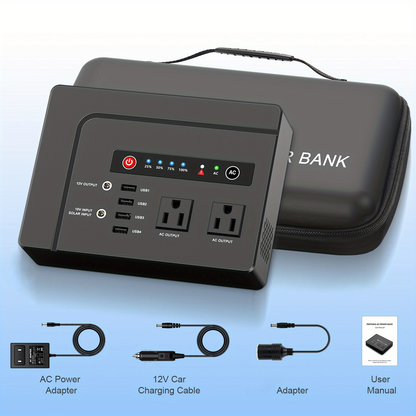 Solar Generator 146Wh 200W Portable Power Station - 39600mAh, 2×AC 110V Outlets, DC Port, 4 USB Ports, Hard Carrying Case, Solar Charging for CPAP, Camping, RV, Road Trip, Home Emergency