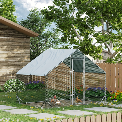 Metal Chicken Run Walk-in Poultry Enclosure with UV Protection - Dome Flat & Spire Roof Styles, Spacious Outdoor Backyard Farm Chicken Pen, Multiple Size Options