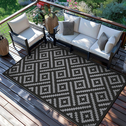 Outdoor Reversible Plastic Straw Rug for Patio Deck RV Camping – Waterproof UV-Resistant Lightweight Mat, Multiple Sizes & Colors