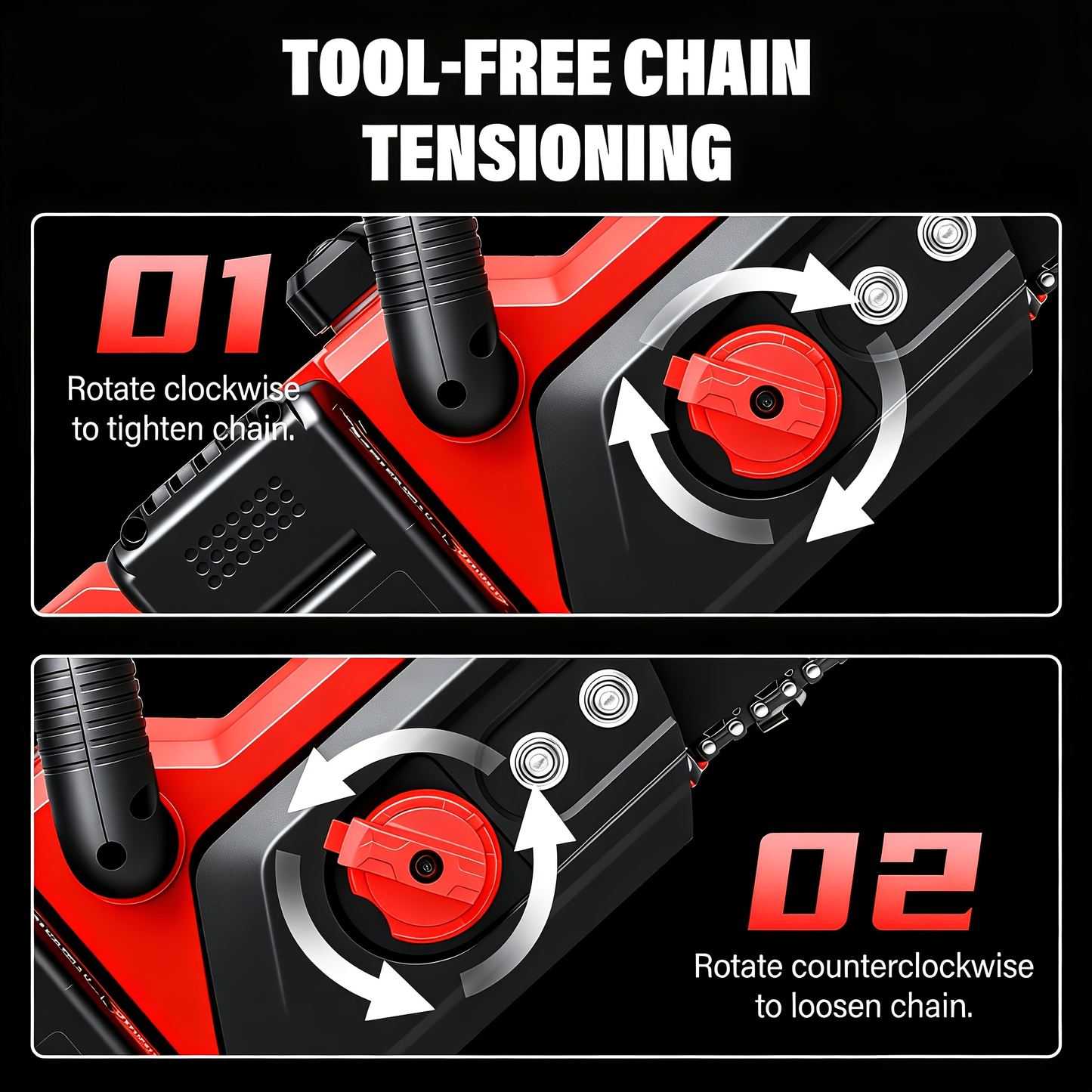 Brushless Cordless Chainsaw 42V 1500W – 16-Inch Battery Powered Chainsaw Kit with 3 Chains, 45-80 Min Runtime, Wood Cutting & Tree Trimming