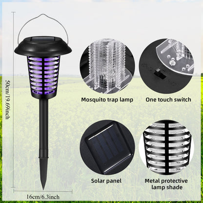 Solar Bug Zapper Outdoor Stake Light – IP44 Waterproof Solar Powered Mosquito Killer Lamp for Yard, Garden, Patio & Pathway – 2 or 4 Pack