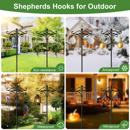 Shepherd Hook Bird Feeder Pole 78-inch, Adjustable 5-Prong Base, Heavy Duty Garden Hook for Hanging Bird Feeders, Plant Baskets, Lanterns & Outdoor Decor
