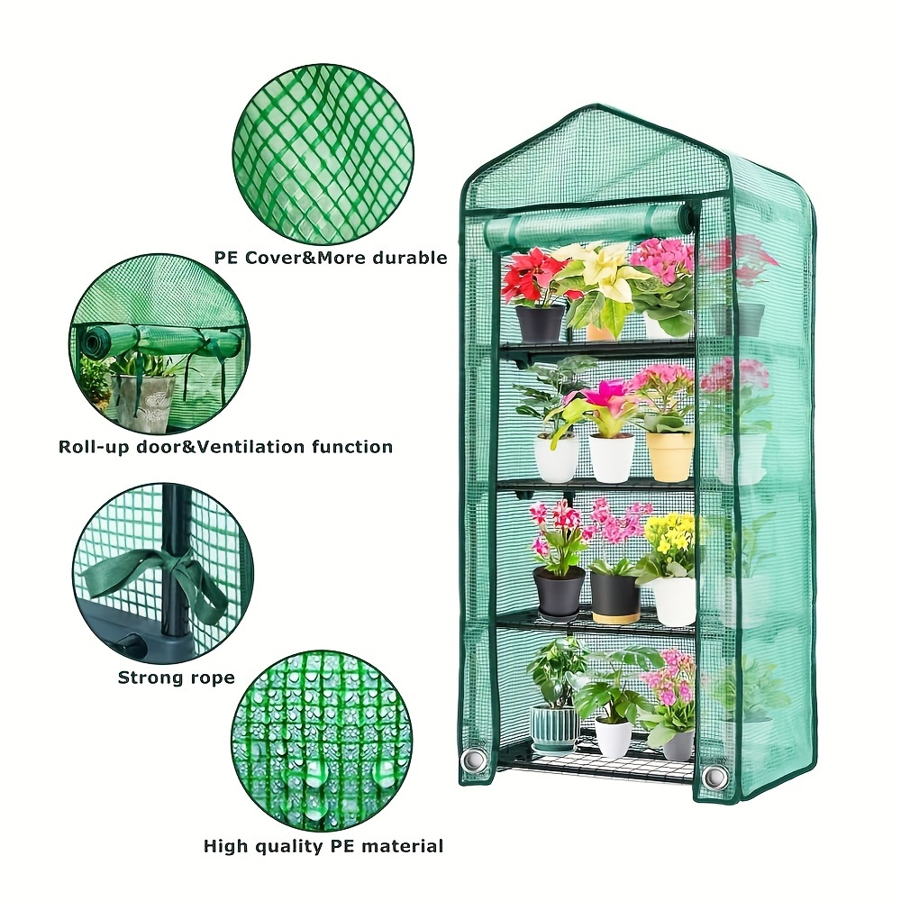 Mini Greenhouse with Steel Frame & Roll-Up Zipper Door | Portable Indoor Outdoor Plant Greenhouse | Weatherproof Rack Stand 2-Tier & 3-Tier Options