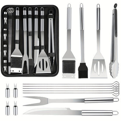 BBQ Grill Accessories Set 15/24PC – Stainless Steel Barbecue Tools Kit for Outdoor & Camping