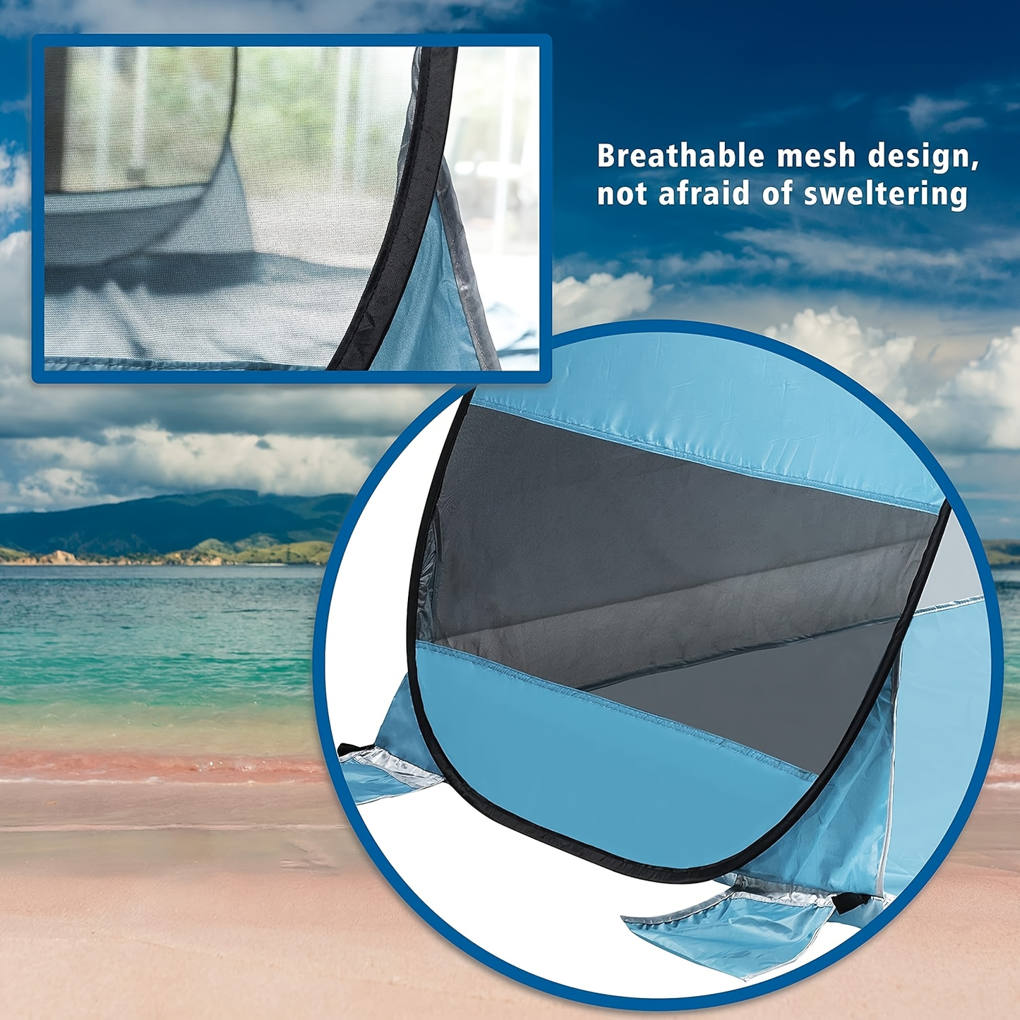 Beach Tent Pop Up Sun Shade 2-3 Person Anti-UV with Carry Bag