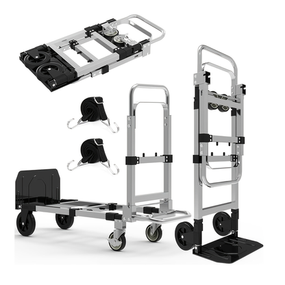 Heavy Duty Hand Truck 3-in-1 Aluminum Convertible Dolly, 800-1000LB Industrial Utility Trolley with Folding Design for Moving, Transport, Warehouse & Office