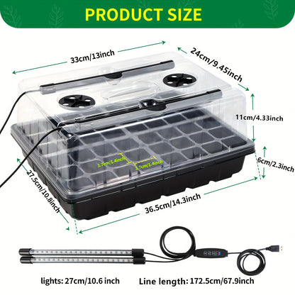 Seed Starter Tray with Grow Light 96 Cell Self-Watering | 10-Level Brightness & Timer | Humidity Dome | Indoor Seedling Kit for Vegetables Flowers Herbs