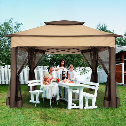 Patio Gazebo Pop-Up Double Roof Mosquito Net 11x11 12x12ft Shade