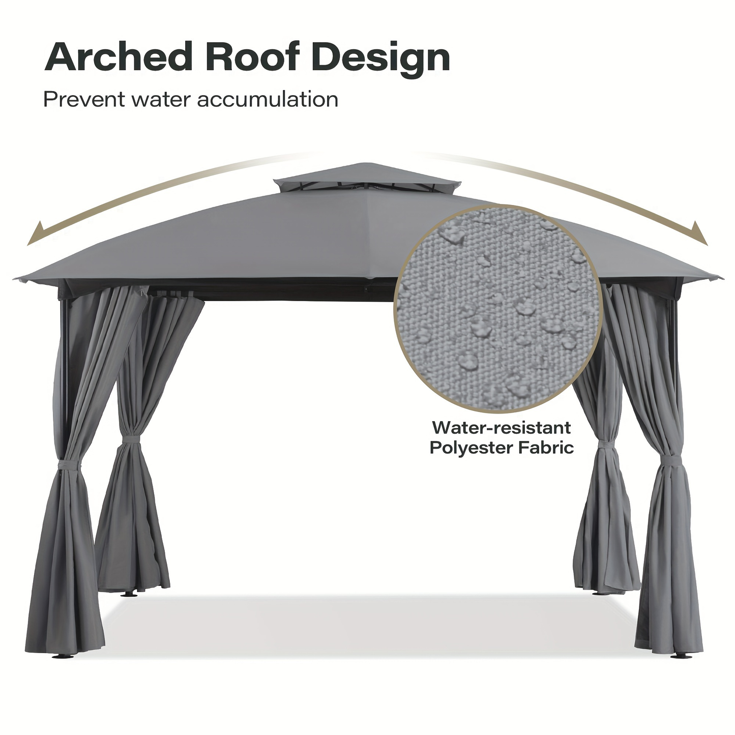 Gazebo Canopy Tent 10x10ft Arch Double Roof Mosquito Net Curtains