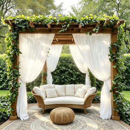 Sheer Curtains Outdoor Voile Drapes 6 Pack – Semi-Transparent Light Filtering Grommet Top Panels for Porch Patio Pergola Balcony Pool Privacy