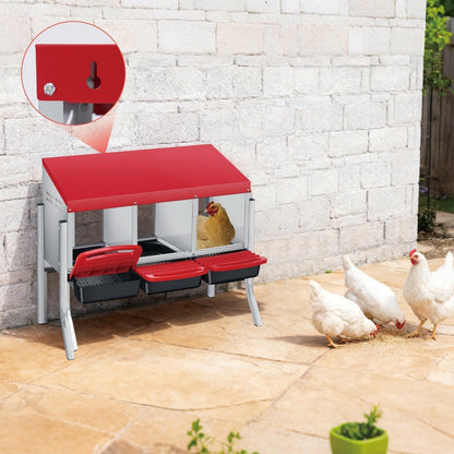 Chicken Nesting Box 3-Hole Metal Wall Mount | Auto Egg Collector Coop