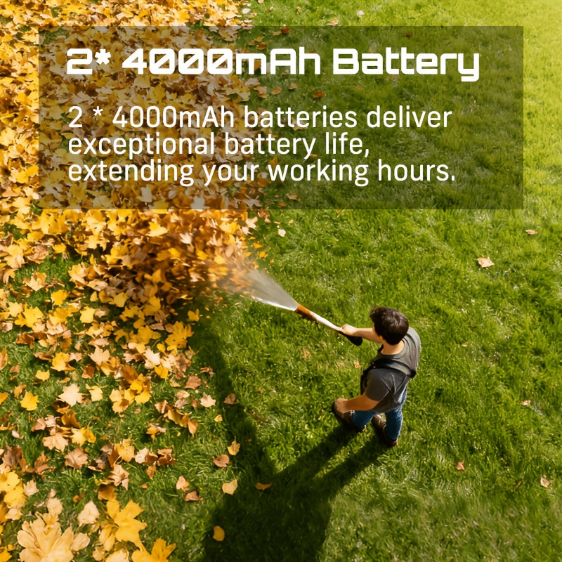 Cordless Leaf Blower 780CFM 40V Brushless, Seesii with 2x4000mAh Batteries & 2 Chargers, Turbo Button, Variable Speed, Lightweight for Lawn Care Yard Patio Debris Dust Cleanup