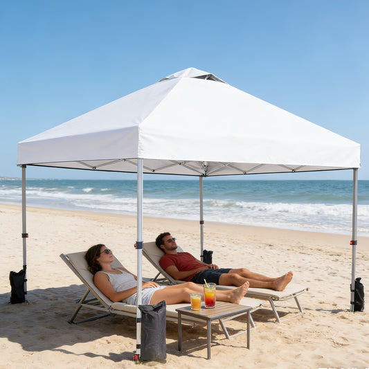 10x10 Pop Up Canopy Tent Heavy Duty - 1-Person Easy Setup, Wheeled Carry Bag, Portable Gazebo