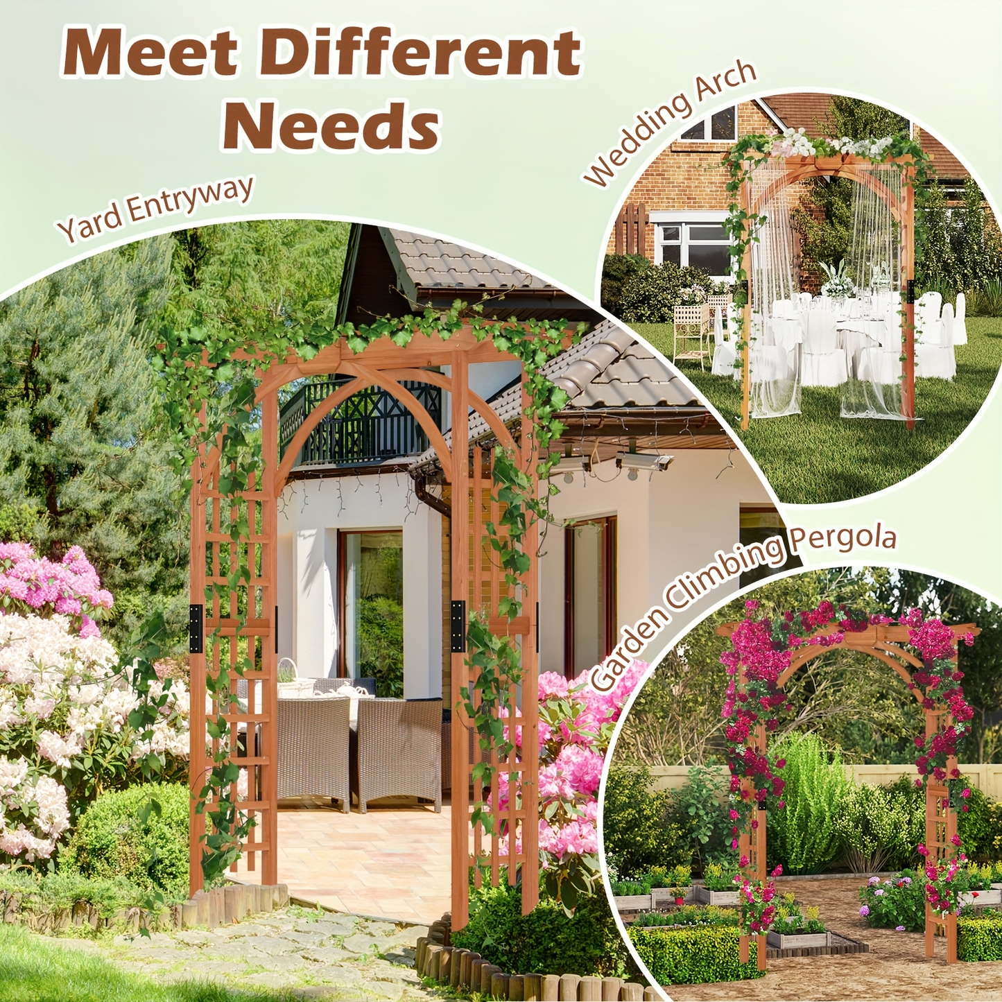 Cedar Wood Arbor 84" Double Lattice Garden Arch Pergola Trellis