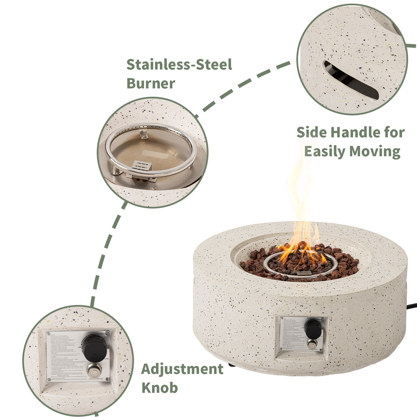 28" Outdoor Fire Pit Set with Rain Cover & Wind Guard – Terrazzo Colorful Metal Patio Heater for Garden, Deck & Backyard | Includes Lighter | Durable Metal Construction