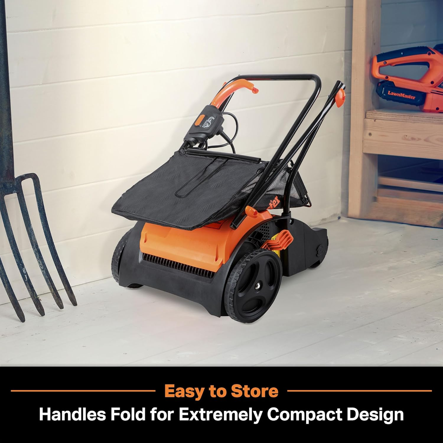 Electric Lawn Scarifier & Dethatcher 13" 12AMP 2-in-1 Aerator, 3400RPM Motor, 19 Cutting Positions, 6-Gallon Bag & Foldable Handle for Compact Storage