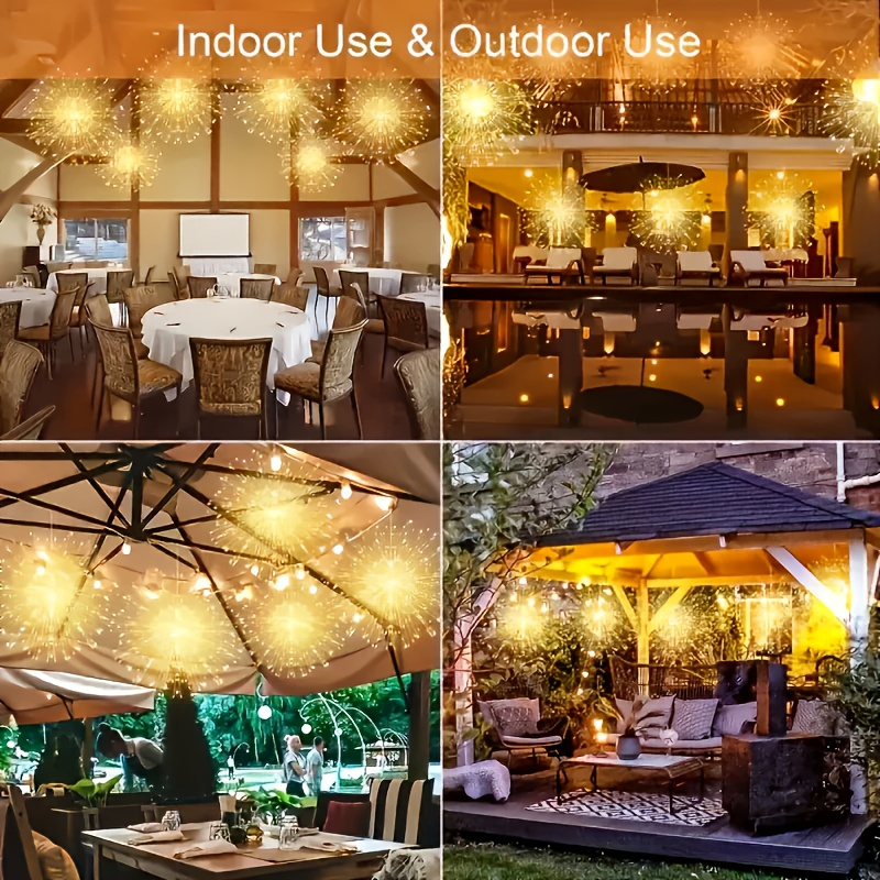 Meteor Shower Rain Lights Outdoor, 480 LED Solar Starburst Ball Lights 8 Tubes with Remote & Timer, IP44 Waterproof Falling Rain Drop Icicle String Lights for Christmas Tree Garden Party Wedding Decor