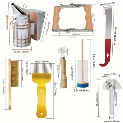 Beekeeping Starter Kit 12PCS Gloves Hive Tool Bee Brush Supplies