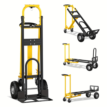 Heavy Duty Hand Truck 3-in-1 Aluminum Convertible Dolly, 800-1000LB Industrial Utility Trolley with Folding Design for Moving, Transport, Warehouse & Office