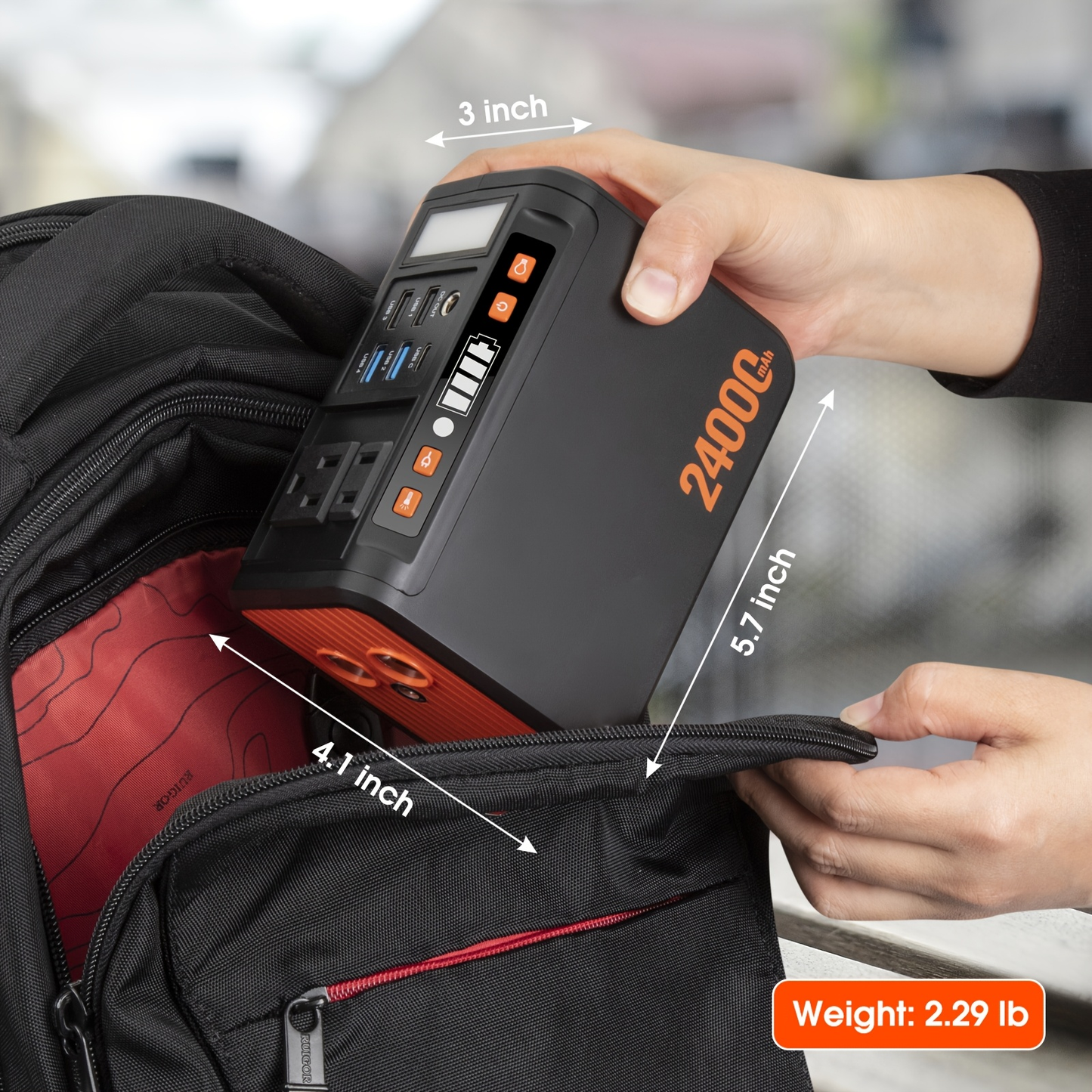 Outdoor Power Bank Portable Power Station 88Wh/222Wh – 100W/250W, 2×110V AC, DC/USB/USB-C, LED Light, Optional 40W Solar Panel for Camping, Hiking & Emergency