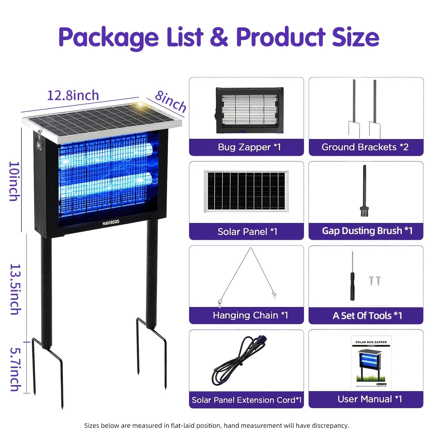 Solar Bug Zapper Outdoor 4500V | Mosquito Killer Wireless Portable | Fly Zapper Electric Trap with 10ft Cord | Bug Zapper for Patio Backyard Garden