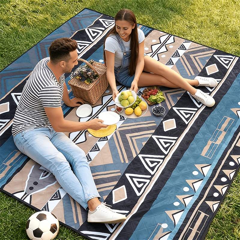 Sandproof Beach Blanket Oversized for 6-8 People Quick Dry Tear-Resistant Foldable Thick Mat for Picnic Camping Yoga Travel – Portable with Straps & Handle