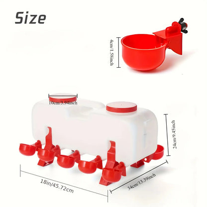 Chicken Waterer | Automatic 10 Cup Dual Row Stand Chick Duck Quail