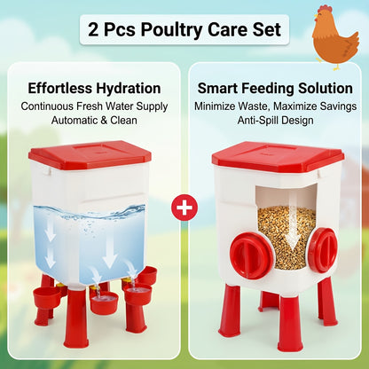 Automatic Chicken Waterer Float Ball 2 3 Gallon Feeder Combo Set