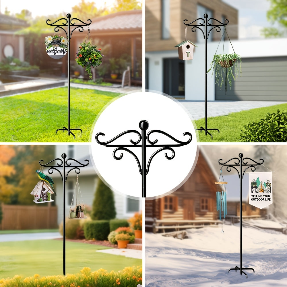 Shepherd Hook Bird Feeder Pole 78-inch, Adjustable 5-Prong Base, Heavy Duty Garden Hook for Hanging Bird Feeders, Plant Baskets, Lanterns & Outdoor Decor
