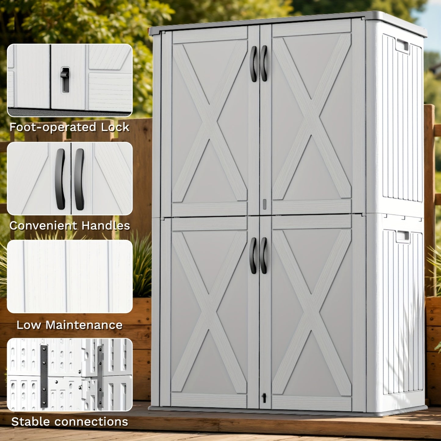Resin Deck Box Lockable Outdoor Storage, 260 & 520 Gal