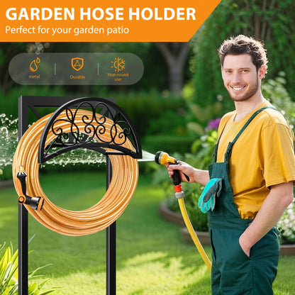Garden Hose Holder Metal Freestanding | Lawn Patio Outdoor Hose Rack