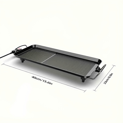 Indoor Electric Grill Smokeless – Non-Stick BBQ Griddle with Adjustable Temperature & Drip Tray, Extra-Large Extended / Medium / Large Roasting Pan, Multifunctional Indoor & Outdoor Barbecue – Holiday Gift Idea