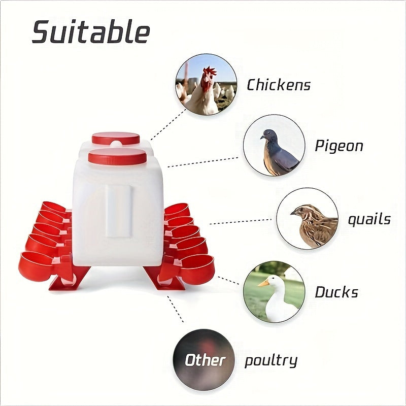 Chicken Waterer | Automatic 10 Cup Dual Row Stand Chick Duck Quail