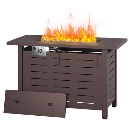 Propane Fire Pit Table Outdoor 50,000 BTU Gas Fire Table with Lid Lava Rocks & Waterproof Cover for Patio Backyard Deck Black Brown 40"/44"