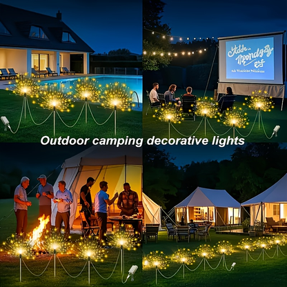Solar Fireworks Lights Outdoor Waterproof 240–640 LED 8 Lighting Modes – 4/8 Pack Garden Stake Lights for Christmas Yard Wedding Patio Lawn Holiday Decoration
