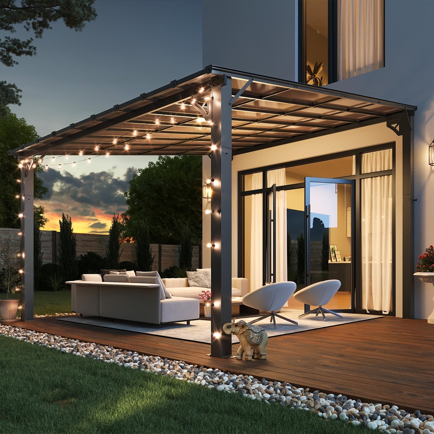 Wall Mounted Pergola Gazebo Hard Top Lean-To Aluminum Patio Cover