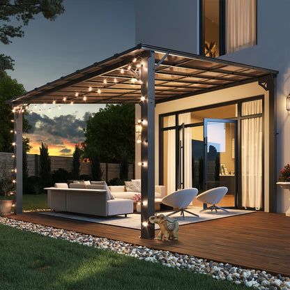 Wall Mounted Pergola Gazebo Hard Top Lean-To Aluminum Patio Cover