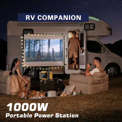 Off-Grid Power Station 1000W 2000W Peak 1075Wh LiFePO4 Battery Solar Generator Fast Charging for Home Emergency Camping Hunting Outdoor RV Backup