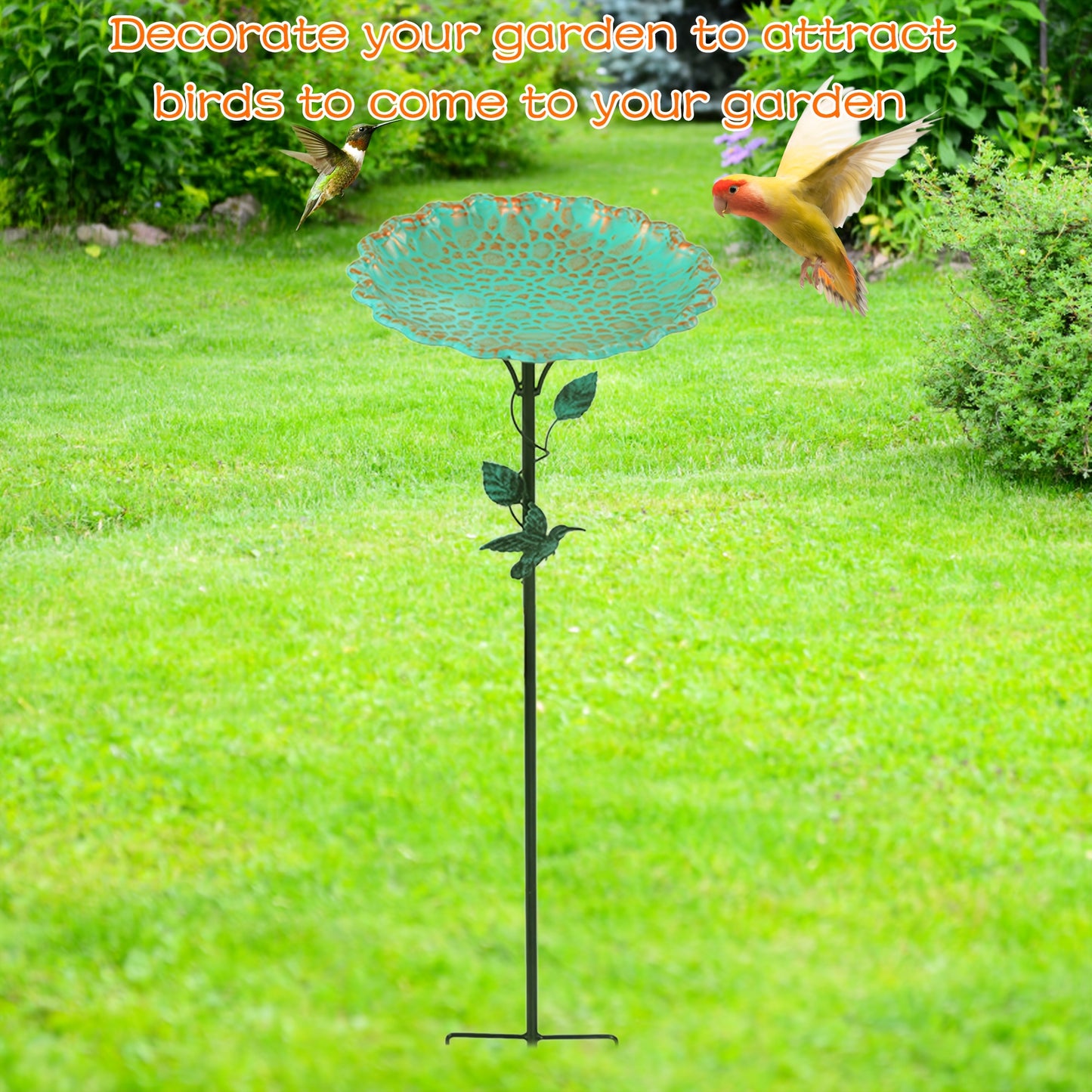 Bird Bath | Lotus Leaf Metal Green Garden Courtyard Feeder Outdoor