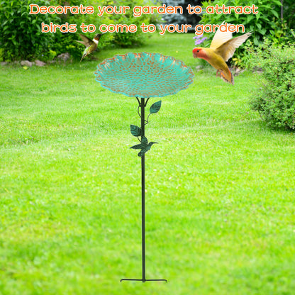 Bird Bath | Lotus Leaf Metal Green Garden Courtyard Feeder Outdoor