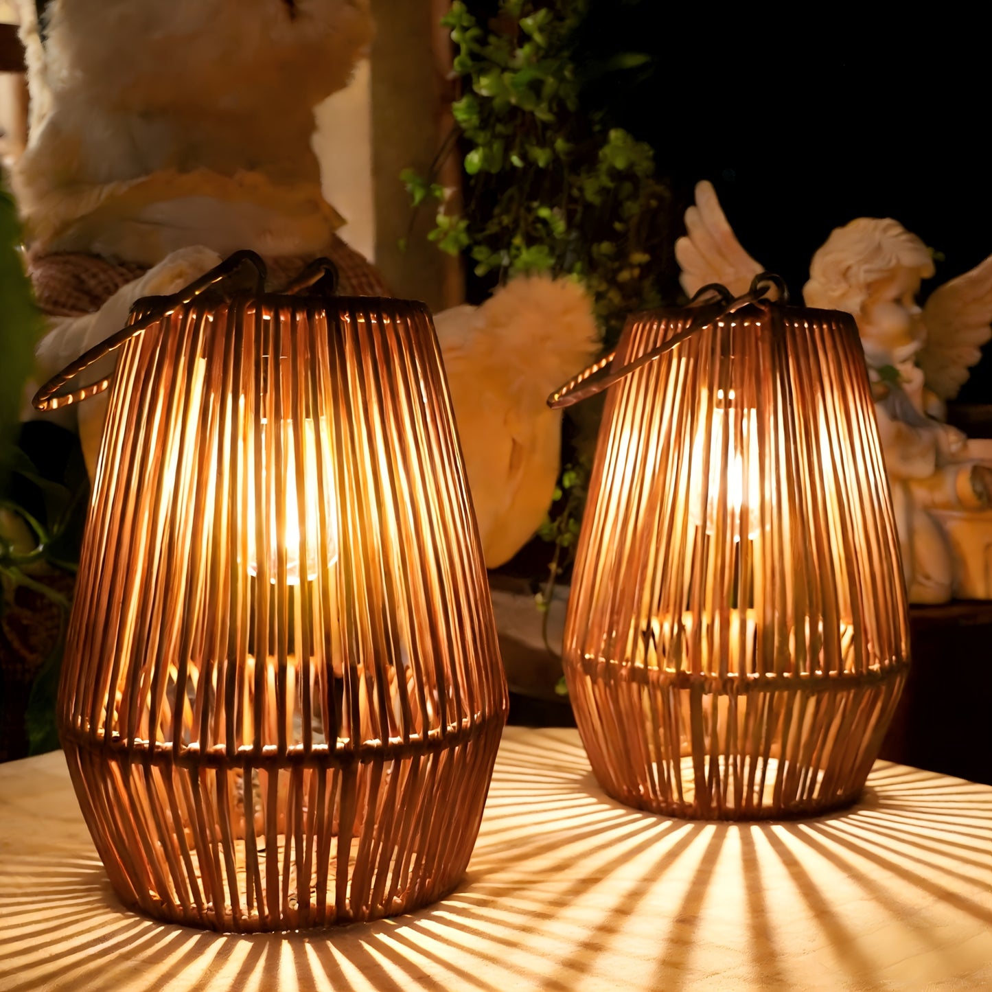 Solar Bamboo Lights Bohemian Style Outdoor Hanging Decoration for Garden Patio Deck Porch Tree Lawn Halloween Christmas 1/2/4pcs