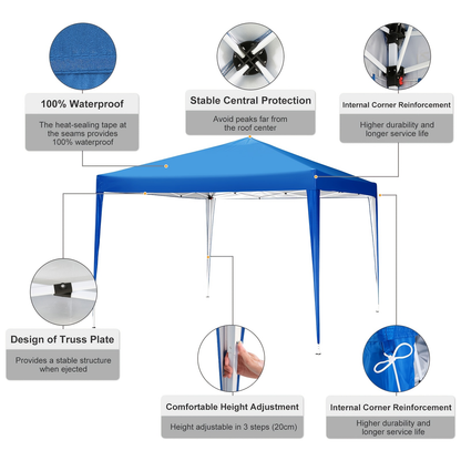 Pop Up Canopy Tent 10x10ft UPF50+ Waterproof Portable Gazebo Sandbags