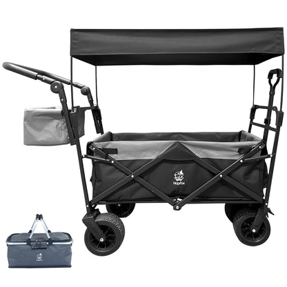 Folding Wagon Cart Heavy Duty | All Terrain Beach Camping Garden Canopy