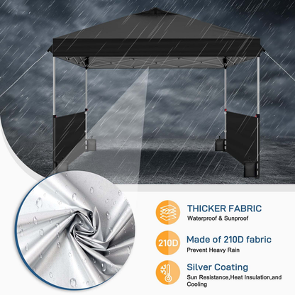 Pop Up Canopy Tent 10x10 FT One-Push Setup UPF50+ with Sidewalls