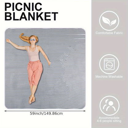 Picnic Basket Set with Blanket & Bamboo Plates – Wicker Hamper with Lid, Handle & Washable Lining for Camping, Outdoor Dining & Garden Parties, Grey