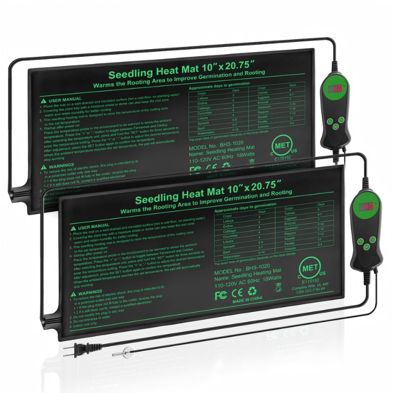 Seedling Heat Mat with Smart Thermostat Control | PVC Germination Heating Pad Accelerate Seed Sprouting Root Zone Warmth | Indoor Garden Greenhouse 2 or 4 Pack