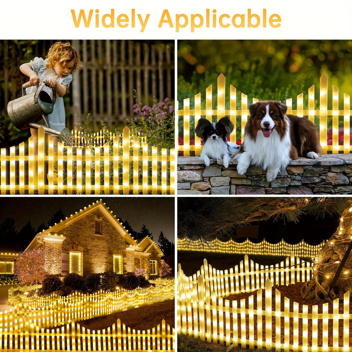 Solar Fence Lights Outdoor 8 Pack | Color LED Lantern Garden Decorative Light, IP44 Waterproof, Flashing & Steady Modes, Courtyard Villa Patio Christmas Decor