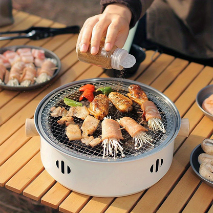 Charcoal BBQ Grill Portable Tabletop Stainless Steel Outdoor Camping Barbecue Grill Set with Cooking Grate – Compact Foldable Picnic Backyard Patio Cookout Small Smoker Grill for Travel Tailgating